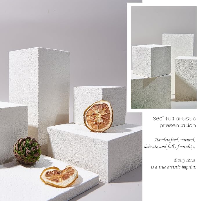 5PCS Product Photography Background Props Wooden Hand Painting | Geometric Cube Waterproof Grain Textured Irregular Photos Prop for Photoshoot Cosmetics Fragrance Photo Food Jewelry - Image 2