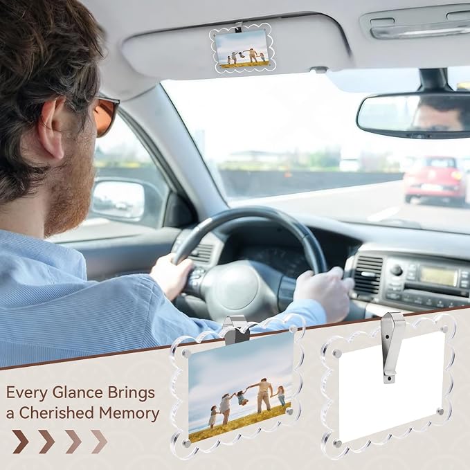 PIFOOG 2 Pack Gifts for Mom Car Picture Holder, Sun Visor Photo Frame Clip Acrylic Magnetic Personalized Memorial Frames for Cars Sunvisor Decor 3.3 × 4.9 inch - Image 6