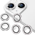 AGVEE 3+3 6 Pack for iPhone 15/15 Plus Camera Lens Protector Cover | Individual Bling Diamond & Bling Glitter Sparkle Cute Gem Metal Ring, 9H Tempered HD Glass by AGVEE