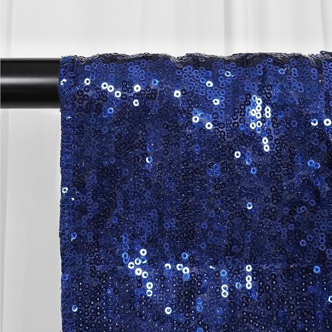 SquarePie 5x7ft Navy Blue Sequin Backdrop, High Density Non-Transparent Glitter Curtain for Photography, Birthday, Wedding Party Decorations, Thick Solid Background with 4" Rod Pocket, 1 Panel - Image 4