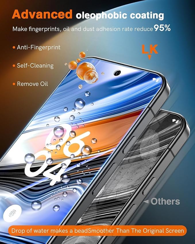 LK 2 Pack for Google Pixel 10 Pro Screen Protector [Auto Dust-Elimination] | 0 Bubble [Fingerprint Unlock] HD Clear 9H Tempered Glass Screen Protector for Pixel 10 Pro, Anti-Scratch - Image 4