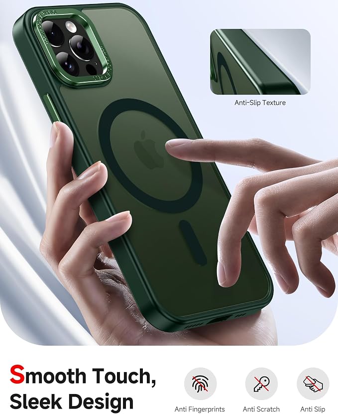 LeYi for iPhone-12-Pro-Max Case Green:[ Screen Protector X2+ Camera Lens Cover X2] Compatible with Magsafe i Phone 12Pro Promax Magnetic Fundas para iohone 12 Pro Max Protective Women Men, Green - Image 3