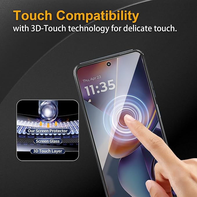 3 Pack Privacy Screen Protector for Motorola Moto G 5G 2025 With 3 Pack Camera Lens Protector, Anti Spy Tempered Glass Film, 9H Hardness, Black Protector, Anti-Scratch, Bubble Free - Image 2