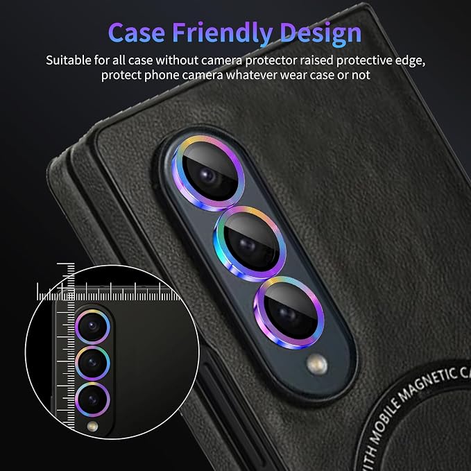Camera Lens Protector for Samsung Galaxy Z Fold 4,1 Pack | Tempered Metal Glass Camera Cover, HD Clear Anti-Scratch Lens Screen Protector Film,Case Friendly,Colorful Titanium - Image 7
