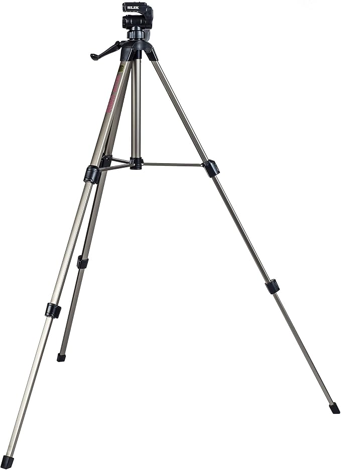 SLIK U8000 Tripod with 3-Way, Pan-and-Tilt Head,Silver | 3-way pan head with quick release plate and mid-level spreader for photography, videography and travel - Image 2
