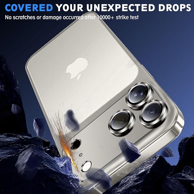 SiHPuoy Camera Lens Protector for iPhone 17 Pro Max, Tempered Glass, Grey | 2pcs, 9H+ Hardness, Military Grade Shatterproof, Anti-Scratch, Case Friendly, Metal Camera Cover, Does not Affect Night Shots - Image 7