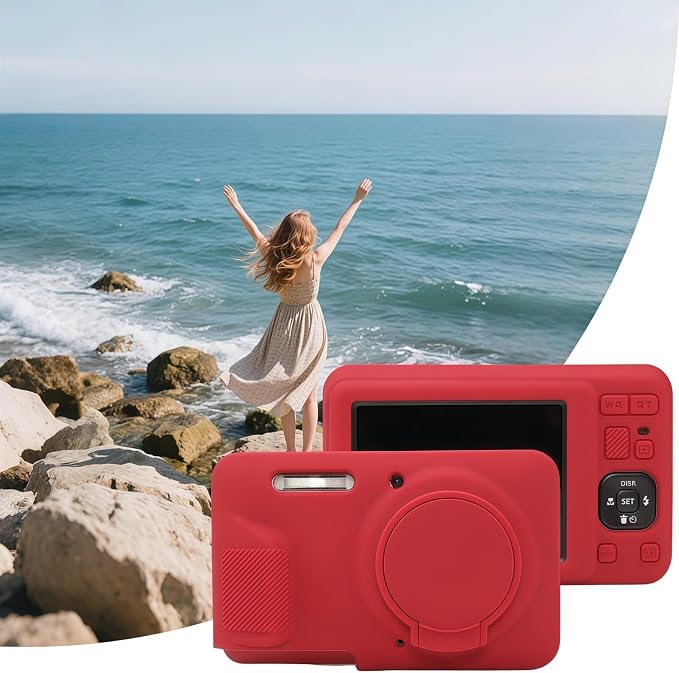 Case for Kodak PIXPRO FZ55, FZ55 accessories | Soft Silicone Protective Case Removable Lens Cover, Comes with 2 Screen Protectors and 1 Wrist Strap. (Rose red) - Image 6