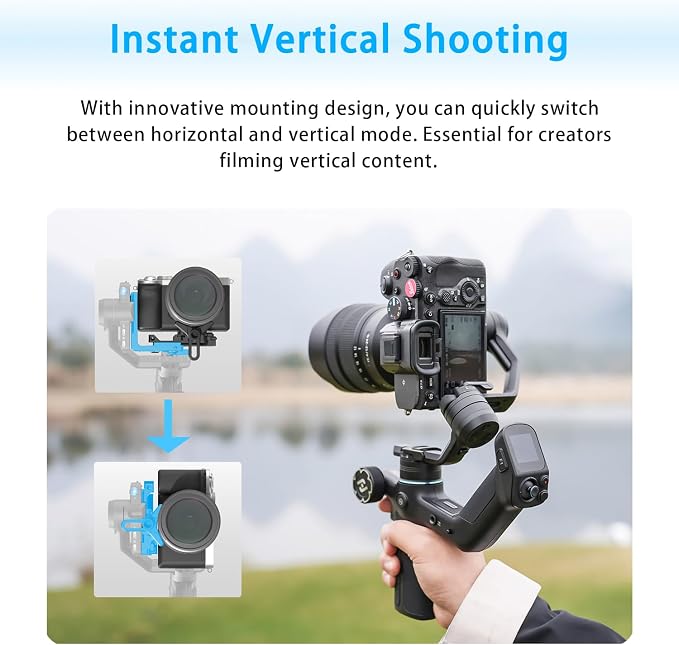 FeiyuTech SCORP Mini 3 Pro [Kit] AI Tracking Camera Stabilizer with Bag+Fill Light+Extension Pole, Detachable Remote Handle, 4.4lbs Payload All in One Gimbal Stabilizer for Camera & Smartphone - Image 5