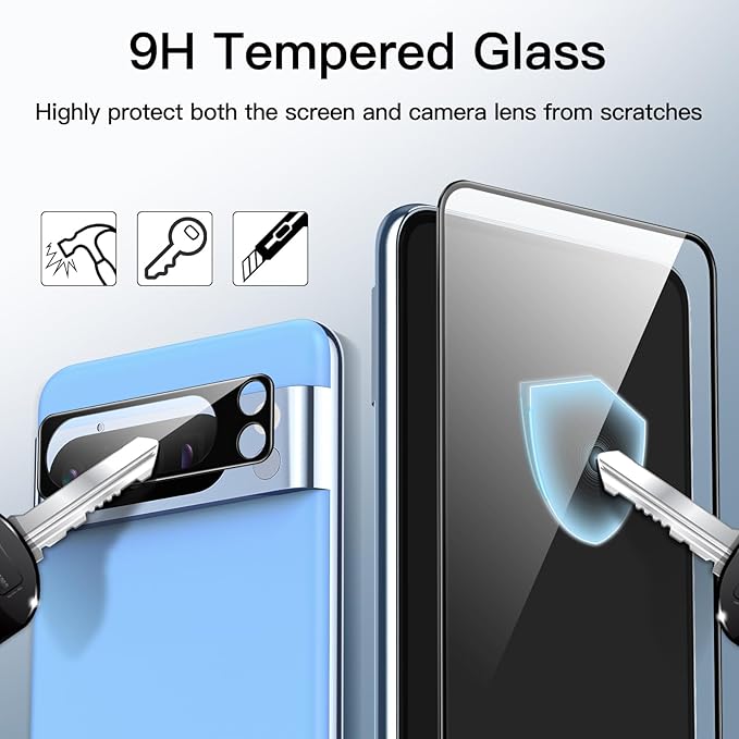 JETech Full Coverage Screen Protector for Google Pixel 8 Pro, 2+2 Pack | with Camera Lens Protector, HD Clear Tempered Glass, Anti-Scratch Protection, Easy Installation Tool - Image 6