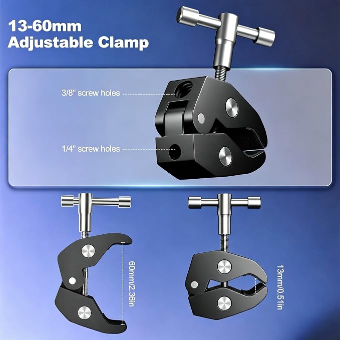 EMART 10" Magic Arm Camera Mount with Super Clamp,Camera Mounts & Clamps | Friction Adjustable Camera Mount with 1/4" Screw 1/4"&3/8" Thread Cold Shoe for Photography/Video/Webcam/Flash/Monitor/DJI - Image 3