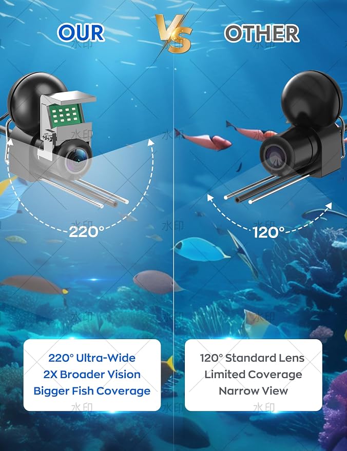 Underwater Fishing Camera,1080P Portable Fish Finder with 5" Waterproof IPS Screen,220° Ultra-Wide Ice Fishing Camera with 12 IR LED Night Vision,10000mAh Battery&100FT Cable for Boat, Lake & Kayak - Image 4