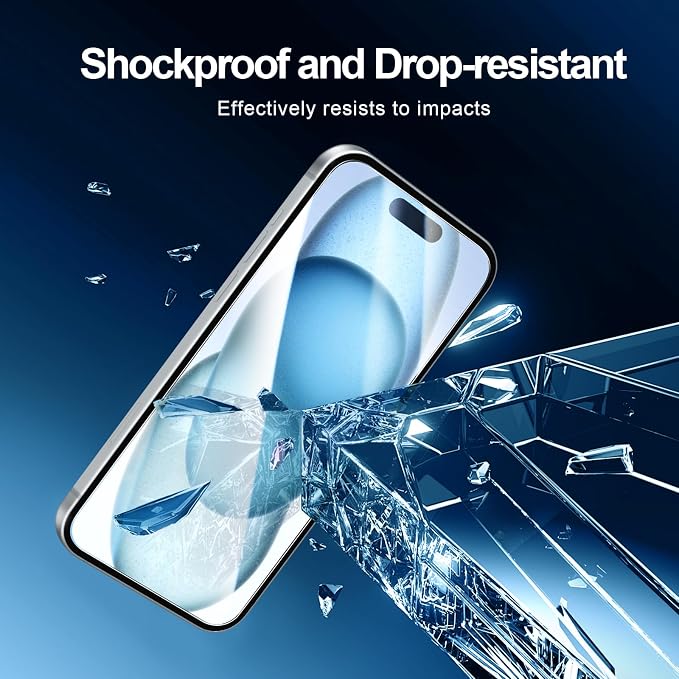 NEW'C 3x for iPhone 15 Screen Protector (6.1 inches)+ 3x Camera Lens Protector, Sensor Protection, Case Friendly Tempered Glass Film + Dust Plug- Easy installation tool include - Image 6