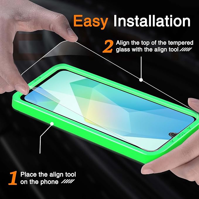 Wiaocit Tempered Glass Screen Protector for Samsung Galaxy A16 5G | 3+3 Pack, 9H Hardness, Camera Lens Protector, Installation Frame, Bubble Free, Case Friendly - Image 2