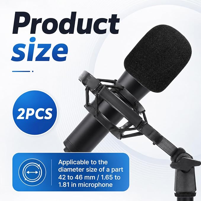 Microphone Shock Mount with Pop Filter Anti-Vibration Suspension Shockmount Holder Clip Universal Anti-Vibration Mic Holder Mic Clip Holders for 42~46mm/1.65~1.81in Diameter Studio Condenser Mics - Image 4