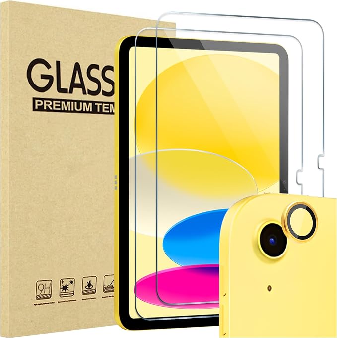 ProCase 2 Pcs Screen Protector for iPad A16 10th with Camera Lens Protector | Tempered Glass for 11" iPad 2025 11th & 10.9 10th Generation -Yellow by ProCase
