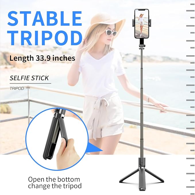 Gimbal Stabilizer for Smartphone ，with Retractable Selfie Stick and Tripod，1-Axis Multifunction Remote 360°Automatic Rotation， Auto Balance for iPhone/Android - Image 5
