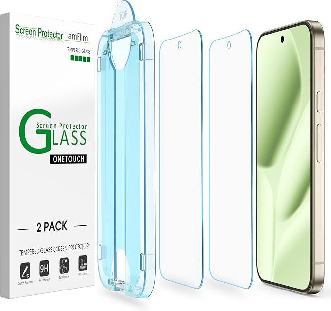 amFilm OneTouch for Google Pixel 10 Pro XL Screen Protector Tempered Glass | 30s Auto-Alignment, Bubble Free, Scratch & Drop Protection, HD Clear, 2 Pack (Pixel 10 XL-6.8") by amFilm