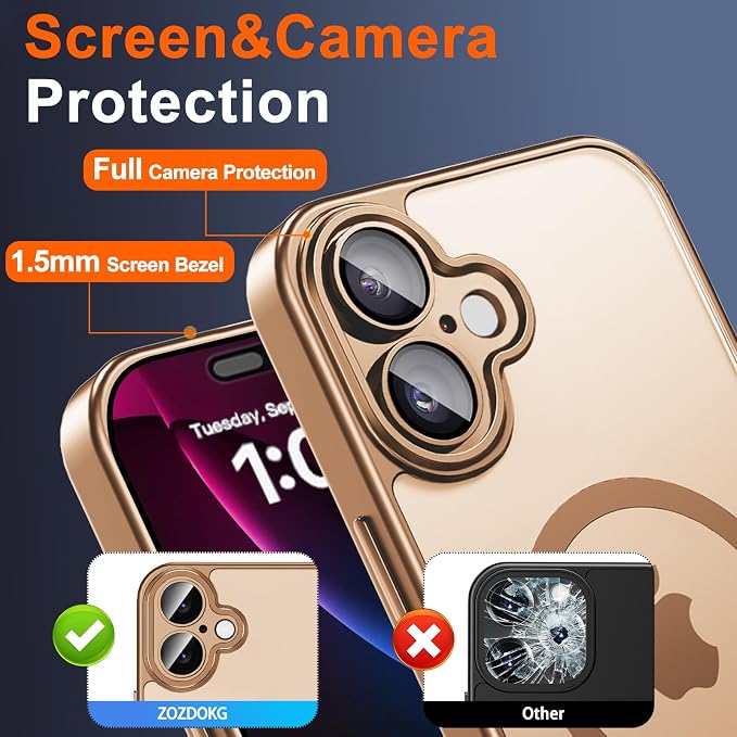 for iPhone 17 Case with Privacy Screen Protector, Brown | Full Camera Protection, Magnetic, Compatible with MagSafe, Translucent Matte Shockproof Phone Protective Cover for iPhone 17 - Image 6