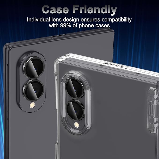 Meshine for Samsung Galaxy Z Fold 8 Camera Lens Protector,Scratch Proof,Strong Adsorption,9H Hardness with Metal Ring Camera Cover,Ultra Thin Case Friendly,Accessories Lens Protector,Black - Image 6