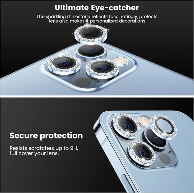 Tensea Bling Camera Lens Protector for iPhone 13 Pro/iPhone 13 Pro Max | Protective Camera Cover Tempered Glass Screen Protector Diamond Metal Individual Ring for 13Pro 6.1" /13 ProMax 6.7 inch - Image 6