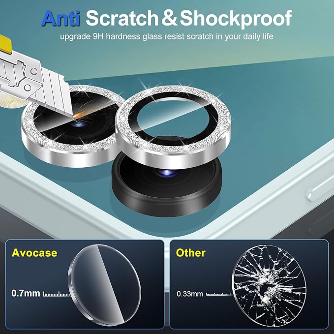 for Samsung Galaxy Z Flip 7 Camera Lens Protector, Individual Metal Ring Tempered Glass Lens Cover, [Strong Adsorption] Scratch Resistant Ultra-Thin HD Clear Lens Cover, 1 Set-Silvery Sparkly - Image 3
