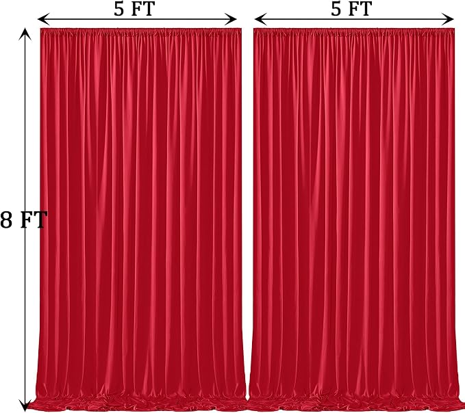 Wrinkle Free Red Backdrop Curtains for Parties, Thick Fabric Photo Backdrop Drapes for Christmas Photography Birthday Wedding Background Backdrop, 10ft x 8ft - Image 6