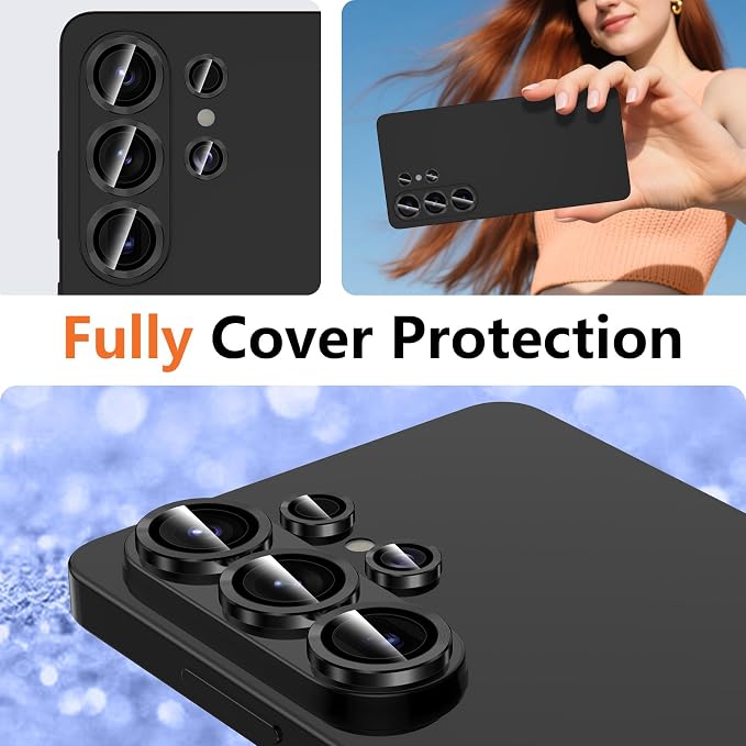 for Samsung Galaxy S26 Ultra Camera Lens Protector, Individual Metal Ring Tempered Glass Lens Cover, [Strong Adsorption] Scratch Resistant Ultra-Thin HD Clear Lens Cover, 1 Set-Black - Image 8