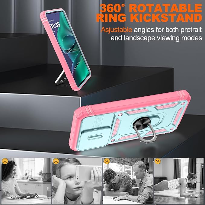 Gritup for Motorola Moto G Stylus 5G 2026 Case: G Stylus 5G 2025 Case with Screen Protector*2 [Magnetic Stand] [Slide Camera Cover] Shock Proof Military-Grade para G Stylus-5G-2025 Green+Pink - Image 8