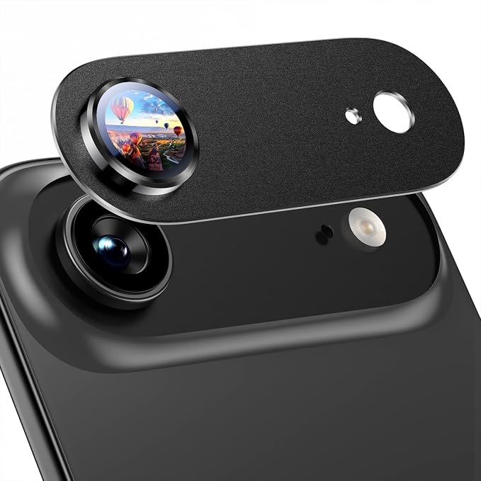 Uyiton for iPhone Air Camera Lens Protector, Metal Frame Glass Cover | Not Easy to Break, Strong Adsorption, Case-Friendly, Metal 9H Sapphire Glass Rear Camera Screen Cover, Space Black by Uyiton