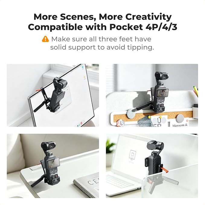 K&F CONCEPT Magnetic Expansion Frame Compatible with DJI Osmo Pocket 4P/4/3 | Aluminium Alloy Protective Cage with Quick Release Design, Cold Shoe & 1/4 Screw Mount for Vlogging Accessories, PP63 - Image 2