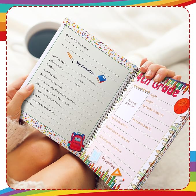 Motipuns School Memory Book Photo Album for Kids, Rainbow | School Years Keepsake Book Album Scrapbook from Preschool Through 12th Grade with 14 Pocket for Storage Portfolio Pictures - Image 6