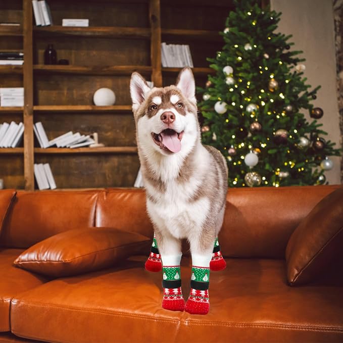EXPAWLORER Christmas Anti-Slip Soft Dog Socks for Hardwood Floor,Warm Dog Shoes,Paw Protectors for Cold Pavement,Prevent Licking,Traction Control for Small Medium Large Senior Dogs - Image 7