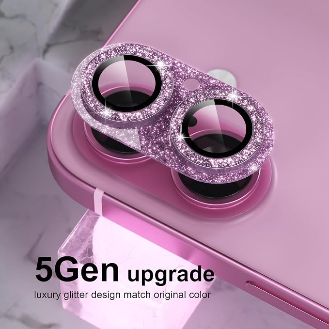 Choiche for iPhone 16 /iPhone 16 Plus Camera Lens Protector, Glitter-Pink | Bling Metal Camera Cover with 9H Tempered Glass Lens Screen Protector Accessories, Strong Adsorption, Case-Friendly - Image 7