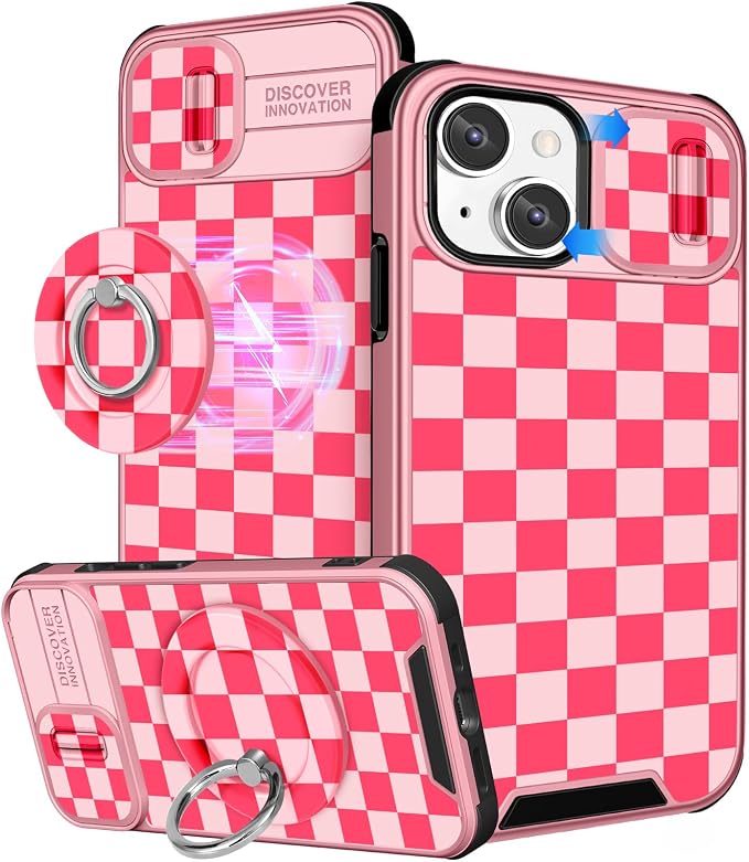 Buleens for iPhone 15 Plus Case 6.7 Inch - with Ring Stand & Camera Cover Aesthetic Cute Designed for Women Girls Pretty Unique Girly for iPhone 15 Plus Phone Case Compatible with Magsafe by Buleens