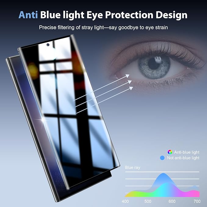 V-PORYADKU 2+2 Pack for Samsung Galaxy S23 Ultra Privacy Screen Protector | Camera Lens Protector, NO Fingerprint Unlock, 9H Tempered Glass, Anti-Scratch, HD Clear Anti-Spy, Case Friendly - Image 6