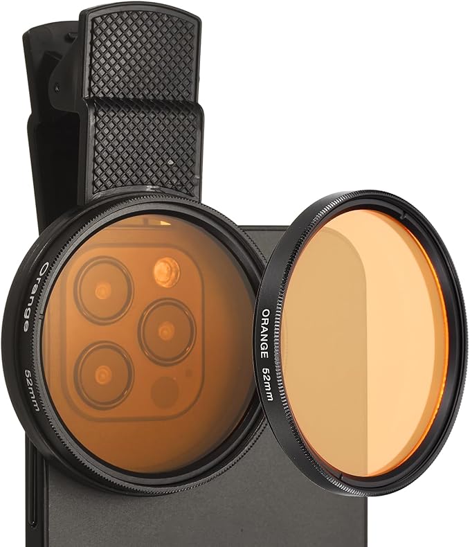 PATIKIL 52mm Phone Camera Lens, Clip-On Full Color Filter Circular Polarizing Lens for Most Smart Phones and DSLR Cameras, Orange by PATIKIL