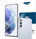 Galaxy S21 HD Clear Tempered Glass Screen Protector + Camera Lens Protectors, [2+2 Pack] [3D Glass] [Fingerprint Support] Screen Protector Glass For Samsung Galaxy S21 by YEYEBF