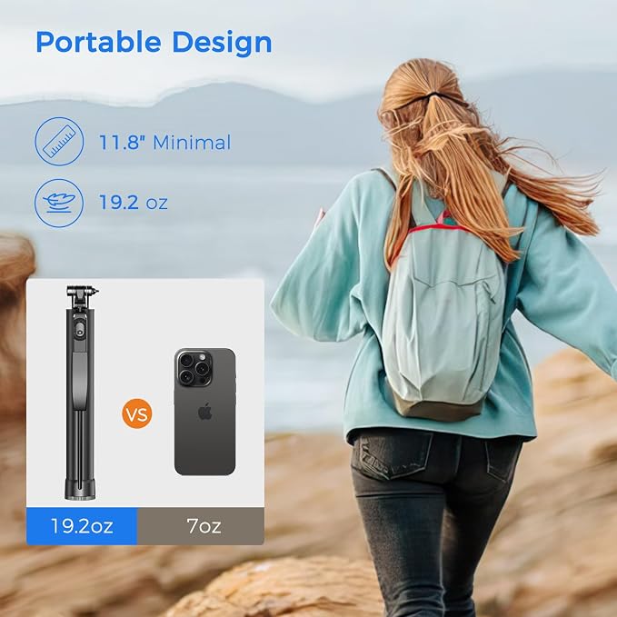 Selfie Stick Tripod for Phone with Remote Control & Holder, 72 Inch, Black | Extendable Selfie Stick for iPhone, iPhone Tripod for Video Recording - Image 5