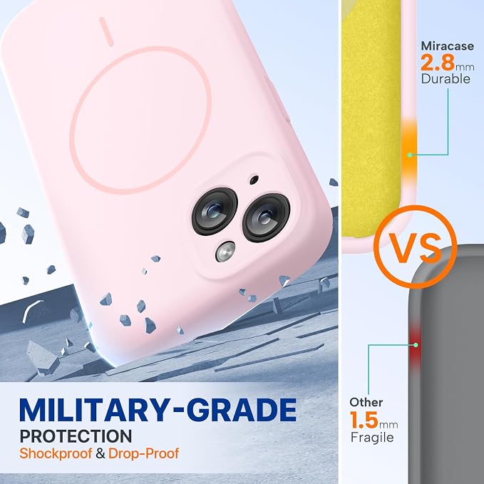 miracase Magnetic for iPhone 14 Plus Case, [Soft Anti-Scratch Microfiber Lining], Compatible with MagSafe, Silicone Shockproof Protection Phone Case for iPhone 14 Plus,Sand Pink - Image 3