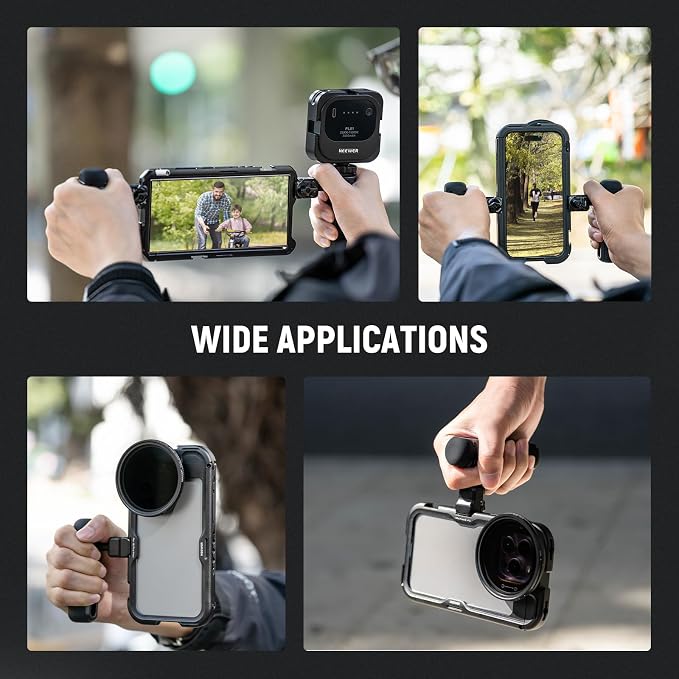 NEEWER Quick Release Side Handle for Phone Cage PA073 PA074 for 16 Pro/16 Pro Max, PA042 for Samsung S24 Ultra, with Covered Cold Shoe, Anti Off Pin, Black Lock, PA045B - Image 8