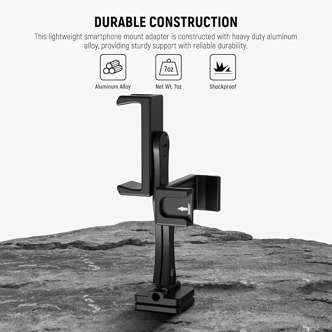 NEEWER Metal Phone Tripod Mount Adapter with Arca QR Base, 360° Rotatable Dual Cell Phone Clip Clamp Holder with 4 Cold Shoes Compatible with iPhone Samsung for Vlog Live Stream Video Recording, SP-08 - Image 7