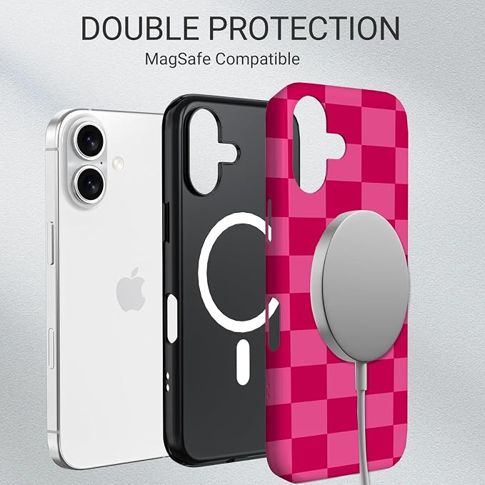 TPU Phone Case for iPhone 17, MagSafe Wireless Charging Compatible, Shockproof Slim Fit Protective Cover with Anti-Yellowing & Raised Camera Protection (Plaid 1, iPhone 17(6.3")) - Image 6