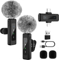 Wireless Mini Microphone for iPhone Android - 2 Pack Lavalier Mic | for Video Recording, Clip-on Lapel Mics Noise Reduction, Plug & Play Content Creator Mics for YouTube TikTok Podcast Vlogging by Unknown