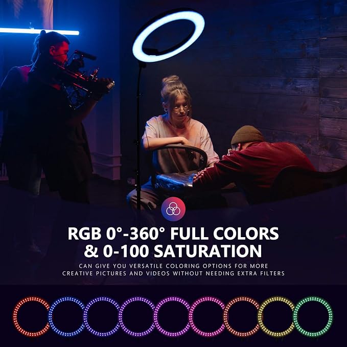 Neewer 18-inch RGB Ring Light with APP Control, Dimmable Bi-Color 3200K-5600K CRI 97+ LED Ring Light with Stand, 0-360 Full Color, 9 Scenes Effect for Selfie/Makeup/Party/Vlog/YouTube/Photography - Image 5