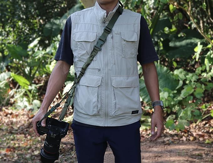 Camera Shoulder Strap Quick Release with Safety Tether, Unique Adjustable Camera Neck Strap for Nikon for Sony for Canon for Olympus DSLR Camera - Army Green - Image 3