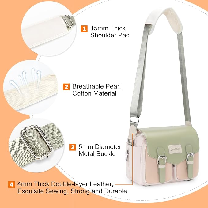 Cwatcun Midi Camera Sling Bag, Waterproof Crossbody Case with Tripod Holder | Camera/Photography Shoulder Messenger Bag for Canon, Nikon, Sony, Fuji DSLR/SLR/Mirrorless Camera, LensFits 1DSLR+2lenses. - Image 7
