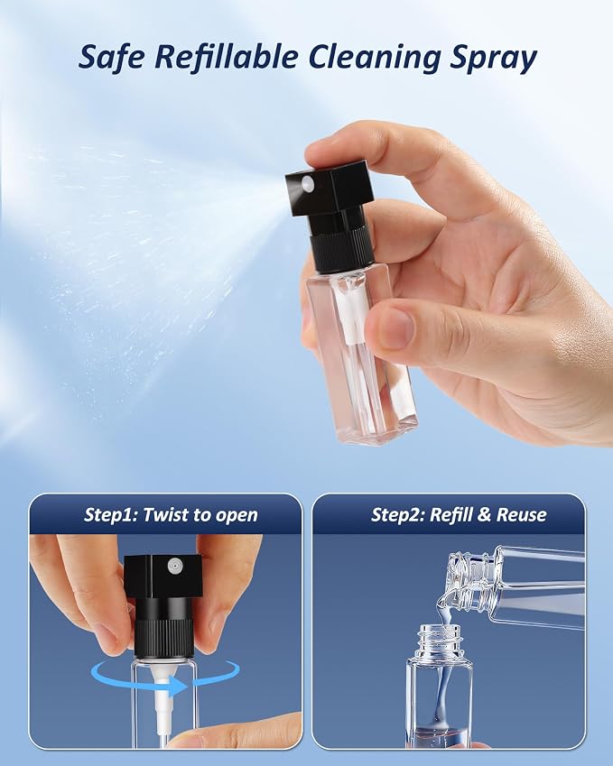 Keyboard Cleaner & Laptop Cleaning Kit, 15ml Spray, All-in-1 for Computer | Retractable Brush, Microfiber & Polishing Cloth, Keycap Puller, 3-in-1 Earbuds & Lens Pen, Safe for Airpod PC iPhone MacBook - Image 4