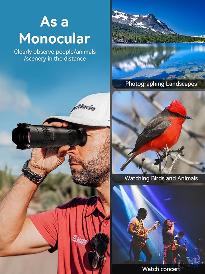 MIAO LAB 28X HD Telephoto Lens for iPhone/Samsung/Android, High Power Telephoto Camera Lens with Universal Clip Compatibility Most Smartphone - 28X - Image 7