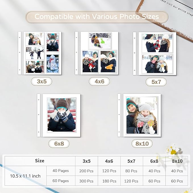 Popotop Large Photo Album Self Adhesive 4x6 5x7 8x10 Scrapbook Album DIY Picture Book,Gifts for Mom,Family Baby and Wedding,with Metal Pen and Plastic Board - Image 8