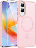 FNTCASE for Samsung Galaxy S25 Edge Case, Fit for Magsafe, Screen Protector | Translucent Matte Magnetic Back, 14FT Military Grade Drop Protection, Slim Shockproof Protective Phone Cover, Light Pink by FNTCASE